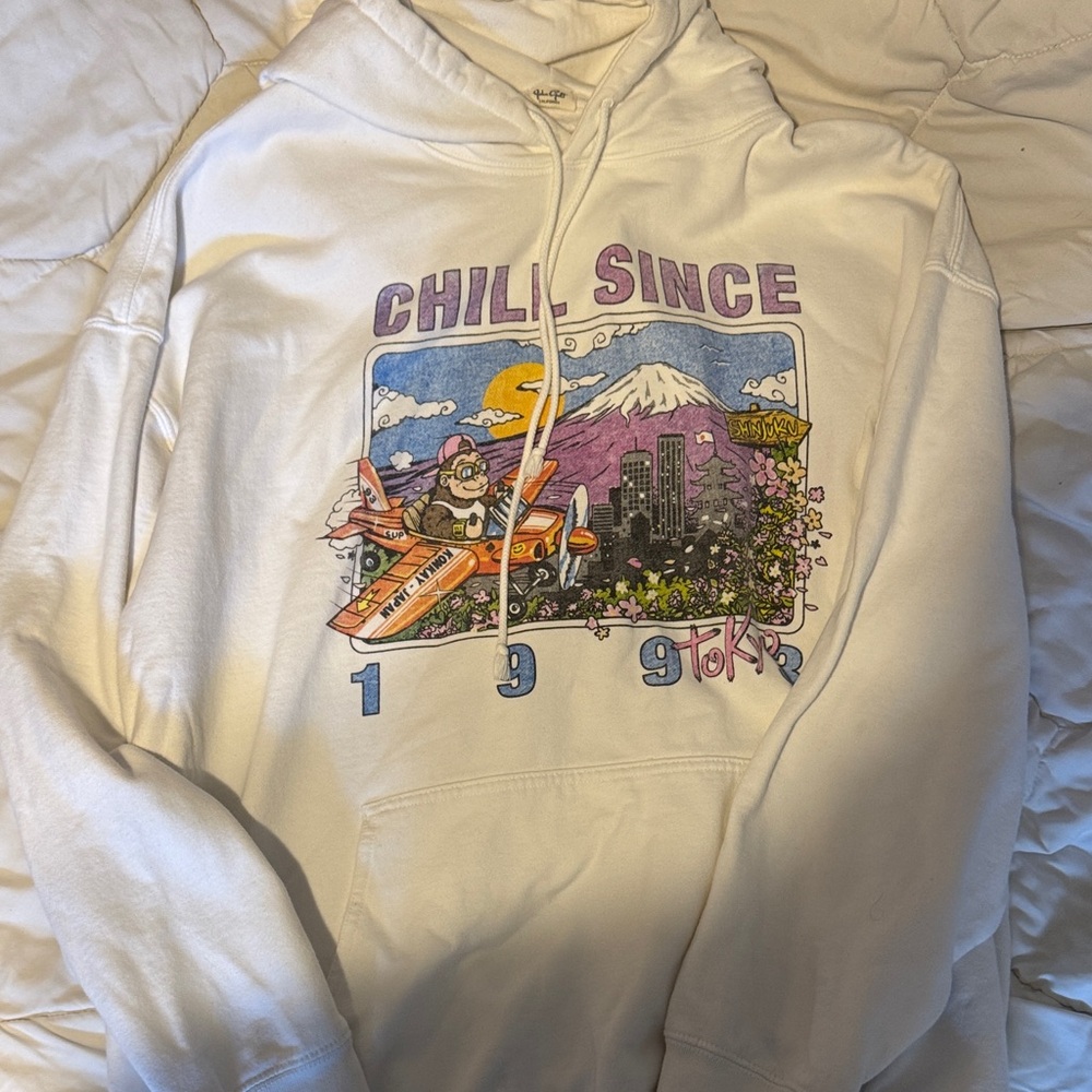 Brandy Melville White Graphic Hoodie